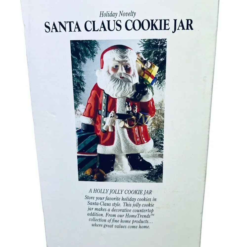 VTG Holiday Novelty 11.5” Tall Santa Claus Toys Snow Cookie Jar Canister & Box‎